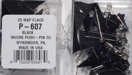 P607-Pennant Shaped Map Flag Pins - Black (25 per box)